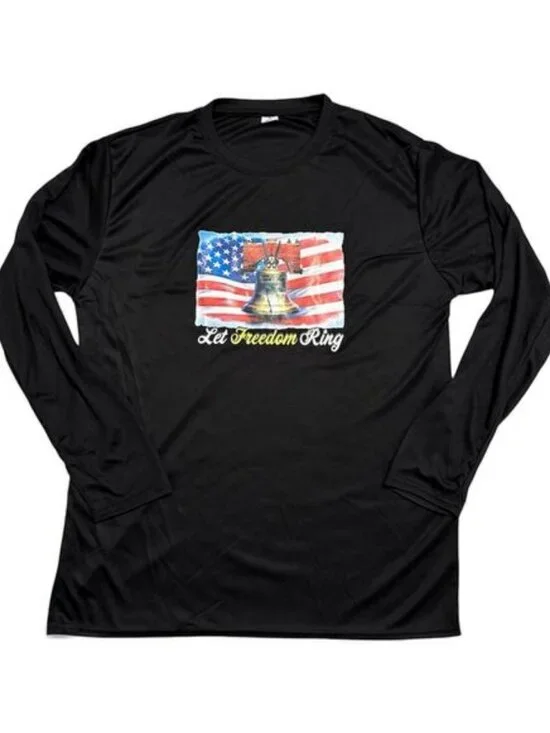 NWOT Long Sleeve Black "Let Freedom Ring" T-Shirt Men's Large - Picture 1 of 5